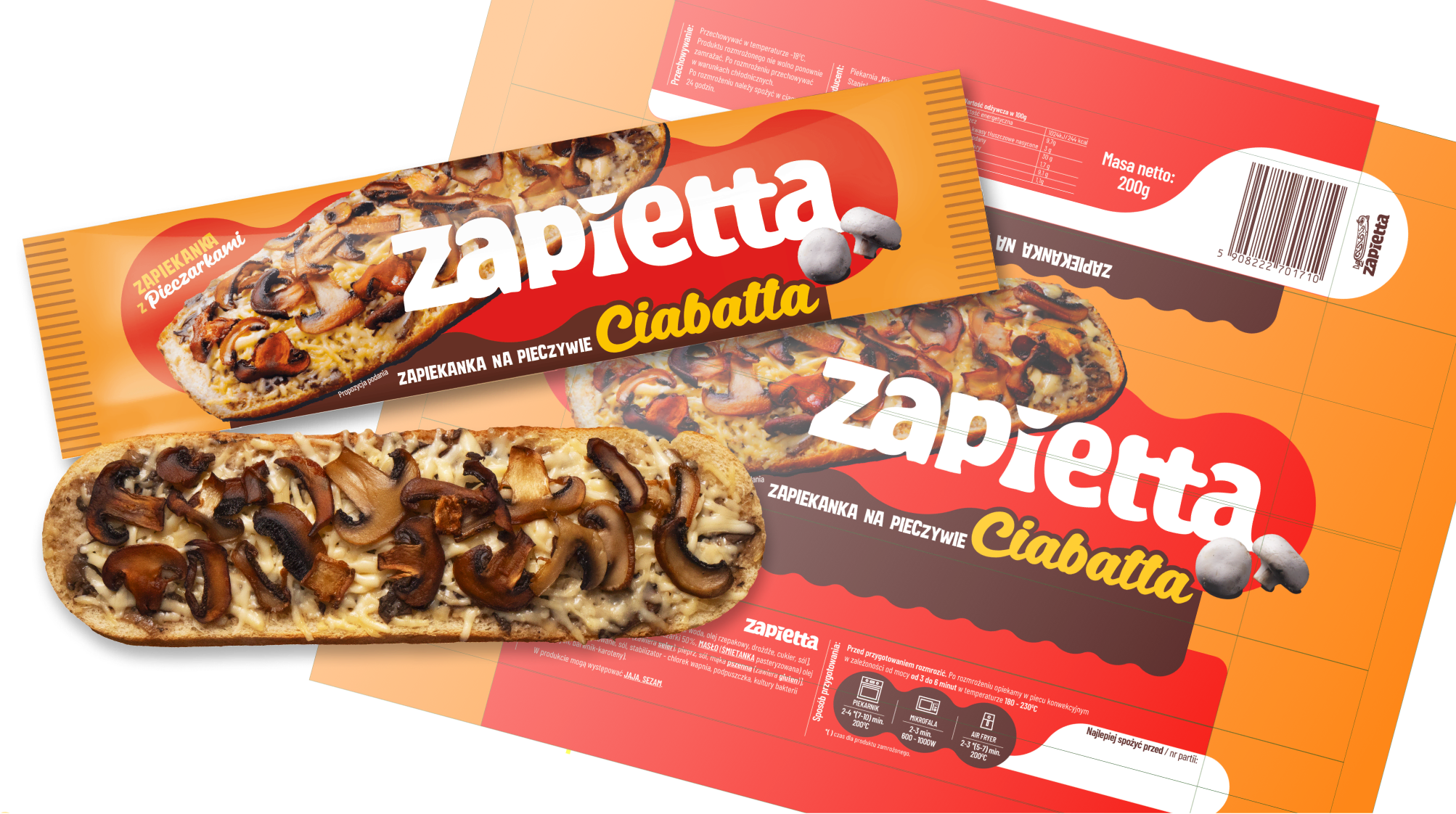 ZAPIETTA — rozkładówka opakowania z wizualizacją produktu